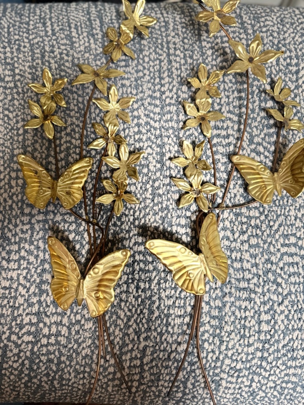 Vintage Homco Brass Copper Butterfly Wall Decor Set Mid Century Modern